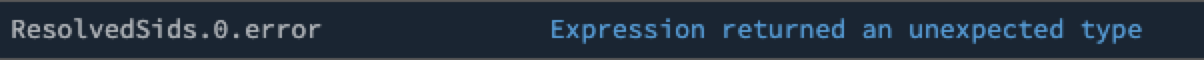 Error message displayed in a programming context indicating an unexpected type returned by an expression.
